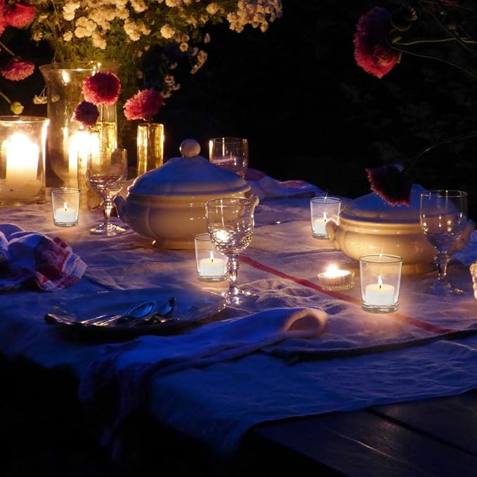 DARJEN Votive Candle Holders Set of 12 - Glass Votives Holder - Clear Floating Tealight Candle Holder Bulk for Table Centerpieces & Wedding Decor