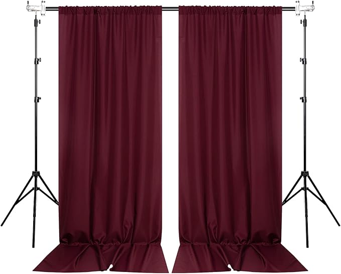 MYSKY HOME Burgundy Backdrop Curtains for Parties, Weddings, Stage - 10ft x 10ft, 2 Panels