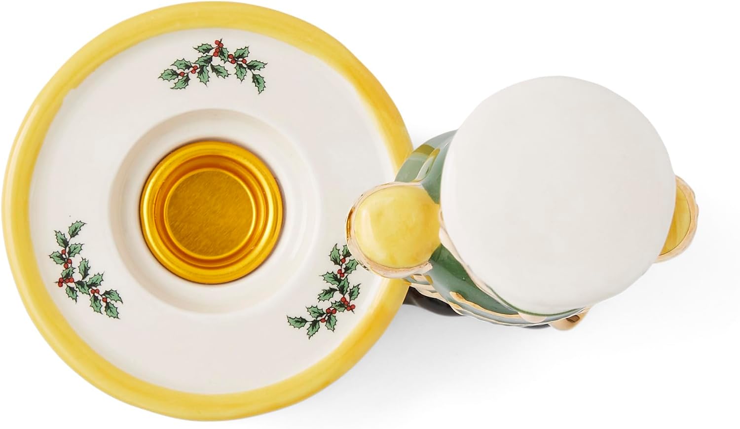 Spode Christmas Tree Nutcracker Candle Holder, 7" Festive Holiday Decoration - Christmas Traditions Home Decor, Earthenware Candle Holder for Tealight Candles - Unique Christmas Centerpiece (Green)