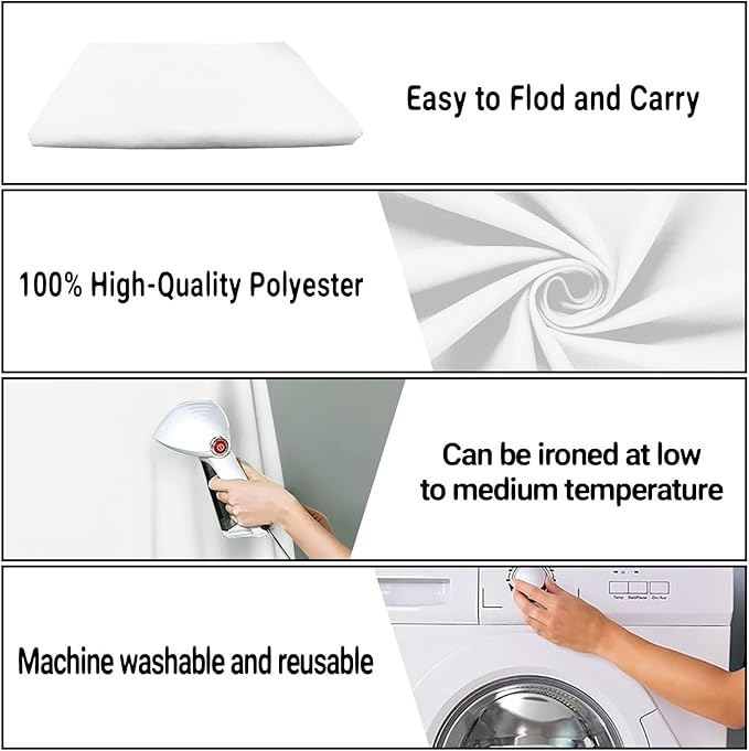 White Screen Backdrop for Photography 6x9ft Zoom Meeting, Game Live Steaming Photo Studio Shooting Props High Density Fabric Background