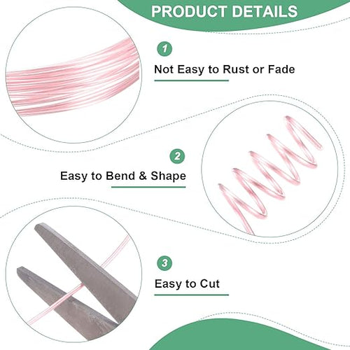 1 mm/18 Gauge Copper Wire for Jewelry Making, 5.2FT Copper Beading Craft Wire for Jewelry/Weaving/DIY Crafting/Planting, Color-Retaining [1.6M, Rose Gold]
