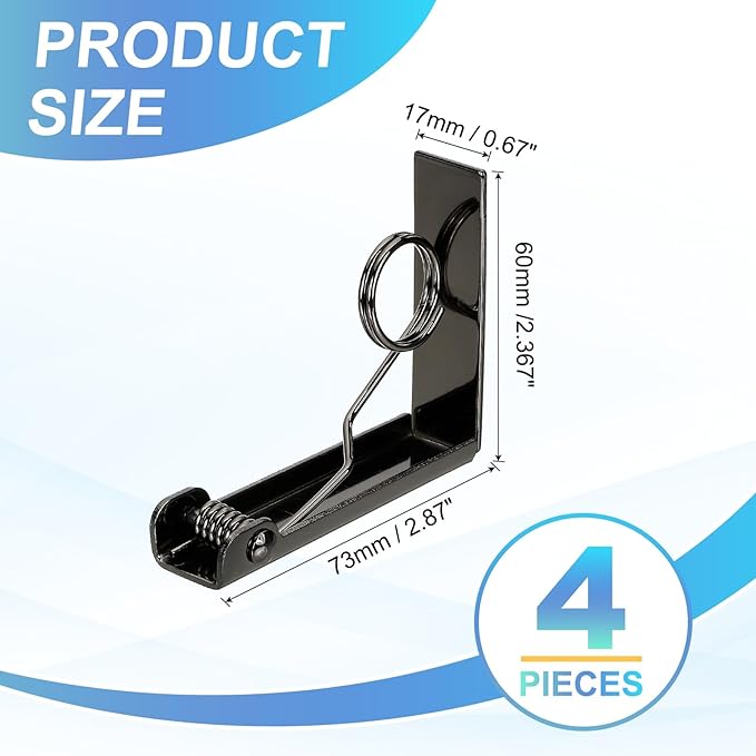 uxcell 4 Pack Tablecloth Clips, Stainless Steel Table Cloth Cover Clamps, 2.87" x 2.36" Windproof Holder Clips for Home Party Picnic Wedding Camping Dining Tables, Metallic Black