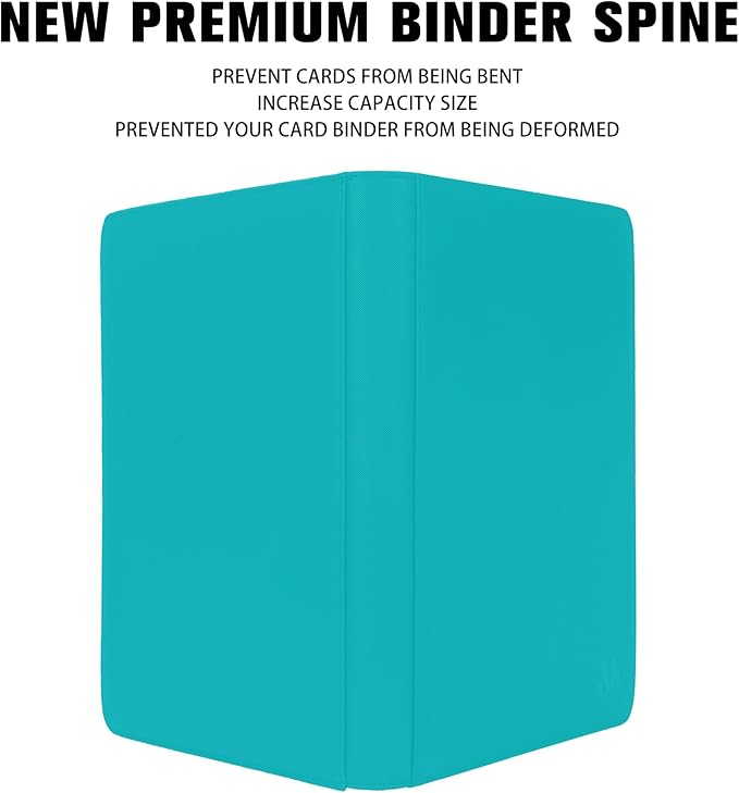 Premium 1000+ Pockets Card Binder,16 Pockets Trading Card Binder Ringless Side Loading Trading Card Album Folder for TCG -Teal