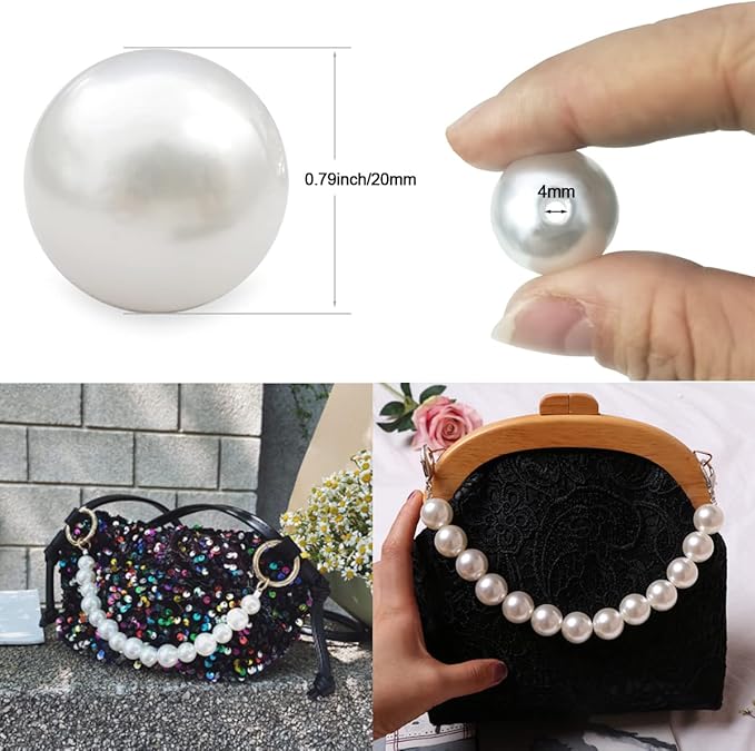 100Pcs 20mm White Round ABS Faux Pearl Beads for Jewelry Making, DIY Crafts, Home Decoration