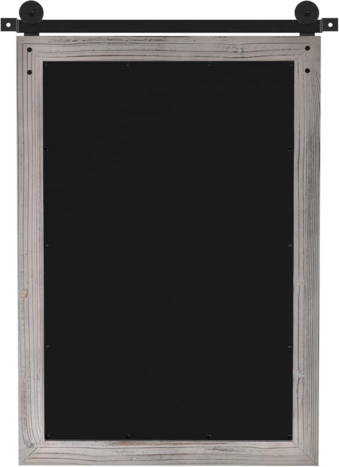 COGOOD Farmhouse Bathroom Mirror - 42 x 29 Rustic Barn Door Style Mirror for Living Room, Entryway, Vanity Wall Decor (Grey)
