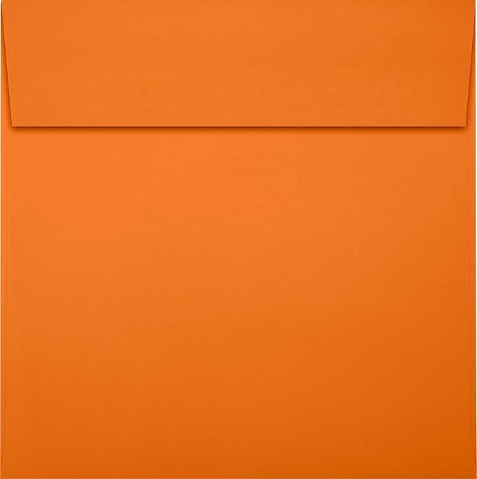LUXPaper Square Invitation Envelopes | Peel & Press | 6 1/2" x 6 1/2" | Mandarin Orange | 80lb. Text | 50 Qty