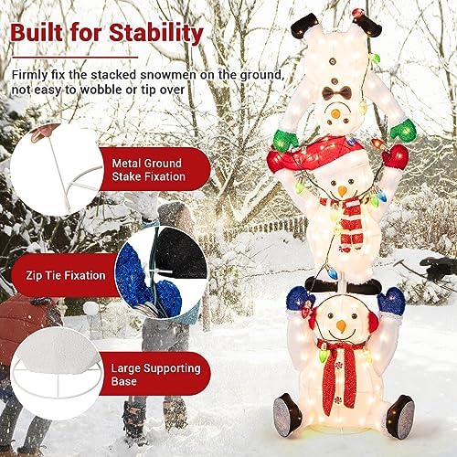 tangkula 5.6 ft lighted christmas stacked snowman, 3d on a desk or shelf