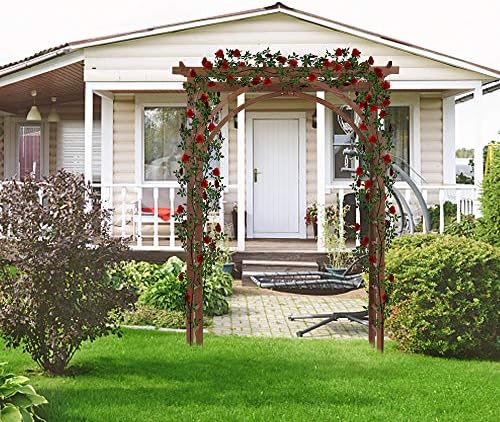 outvita 7ft dark brown wooden garden arbor arch on a desk or shelf