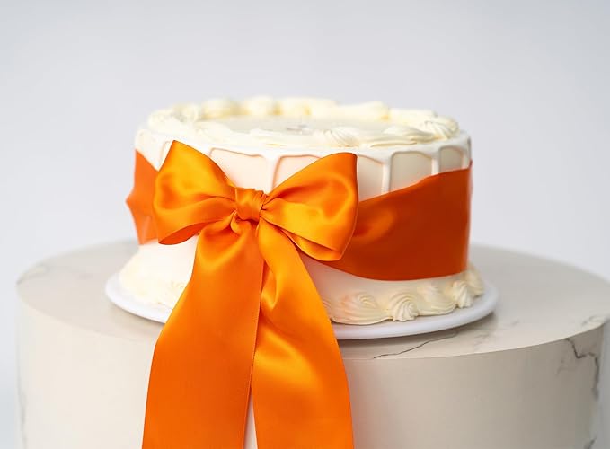 Orange Satin Ribbon 2.5 Inch Double-Faced 25 Yards for Bows Crafts Gift Wrapping Christmas Flower Bouquet Fall Wedding