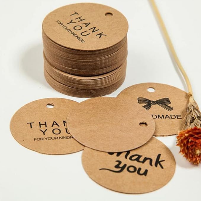 Custom Brown Kraft Paper Tags,Personalized Your Logo and Text Price Hang Tags for Clothes Gift Jewelry Handmade Business Wedding Birthday Favors