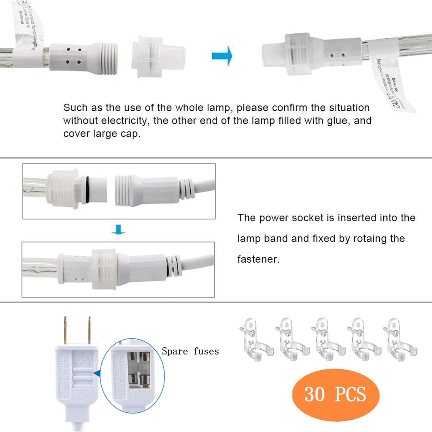 100ft LED Rope Lights Outdoor, 720 LED Connectable and Flexible Tube Lights with 8 Modes, Waterproof LED Rope Lighting for Garden, Patio, Pool, Bedroom, Party, Indoor Outdoor Decoration (Warm White)