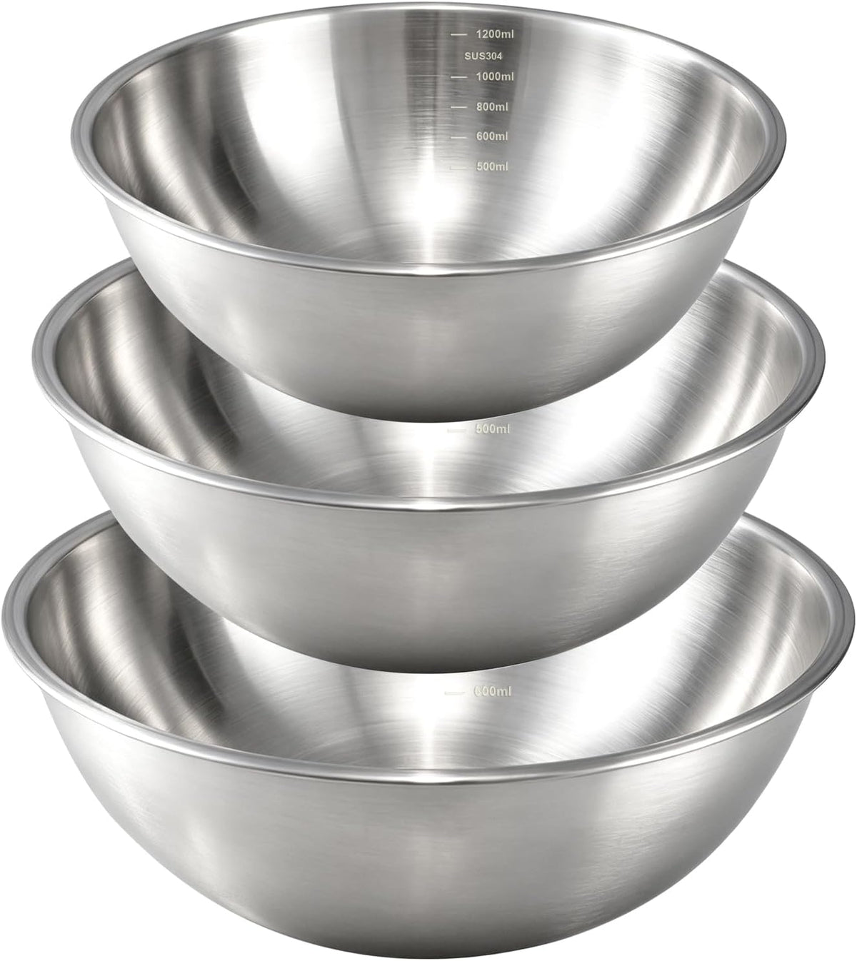 Gronivex Stainless Steel Mixing Bowls Set, 3-Piece (1.5, 2.2 & 3.4 Qt)