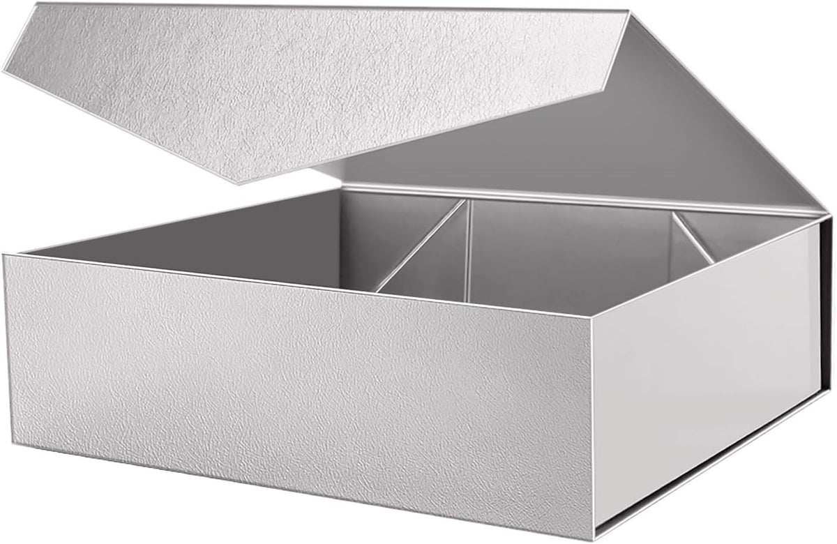 packhome extra large silver gift box magnetic lid, main product view