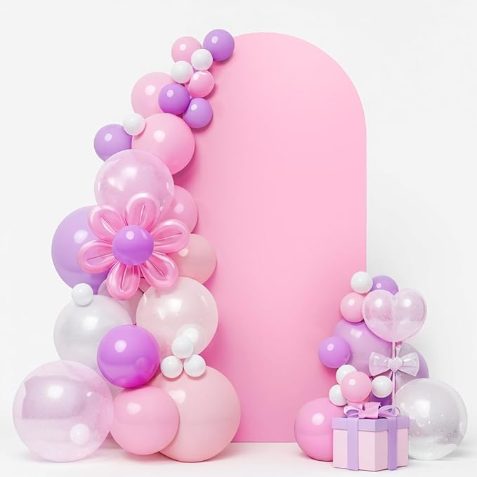 LEBENGURU Upgraded 6FT Wedding Arch Cover, Light Pink Spandex Fitted Arch Backdrop Cover, Round Top Chiara Stand Covers for Birthday Party Baby Shower Banquet Balloon Décor