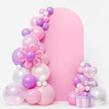 LEBENGURU Upgraded 7.2FT Wedding Arch Cover, Light Pink Spandex Fitted Arch Backdrop Cover, Round Top Chiara Stand Covers for Birthday Party Baby Shower Banquet Balloon Décor