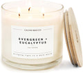 Calyan Wax Co. Evergreen & Eucalyptus 3 Wick Scented Candle - 43 Hour Burn - Luxury 3 Wick Soy Candles - Clean Soy Wax Candles - Long Lasting Large Glass Jar Candle for Home - 14.9oz
