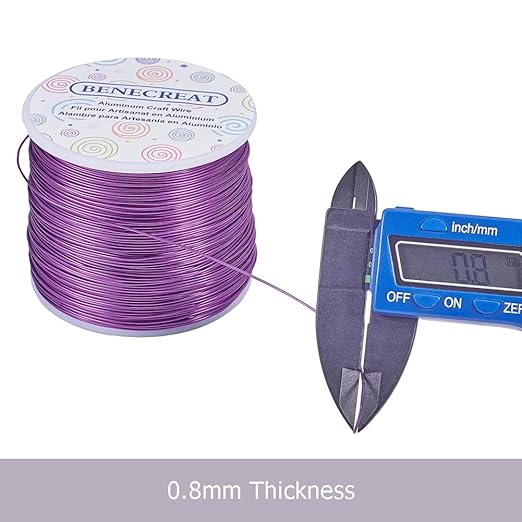BENECREAT 20 Gauge 770FT Aluminum Wire Anodized Jewelry Craft Making Beading Floral Colored Aluminum Craft Wire for Halloween Decoration - Purple
