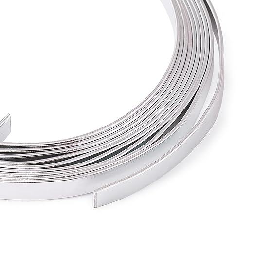 Fashewelry 5mm Aluminum Flat Bendable Craft Wire Silver 32.8Ft Nose Wire for Christmas Tree Decoration Face Masks Sculpture Resin Bezel Frame Jewelry Ring Making Wrapping Plant Bonsai