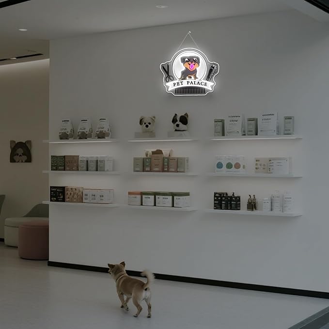 Pet Palace Neon Sign Dog LED Neon Signs for Wall Decor Pet Grooming&Hair Cut Salon Club Led Light for Animal Clinics Neon Wall Unique Gift for Pet Shop