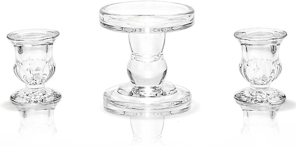 Unity Candle Holder - Glass Candle Holders for Pillar Candles Taper Candles, Glass Candlestick Holders Set of 3, Decorative Clear Glass Candlestick Holder for Wedding Table Dinning Church Centerpiece