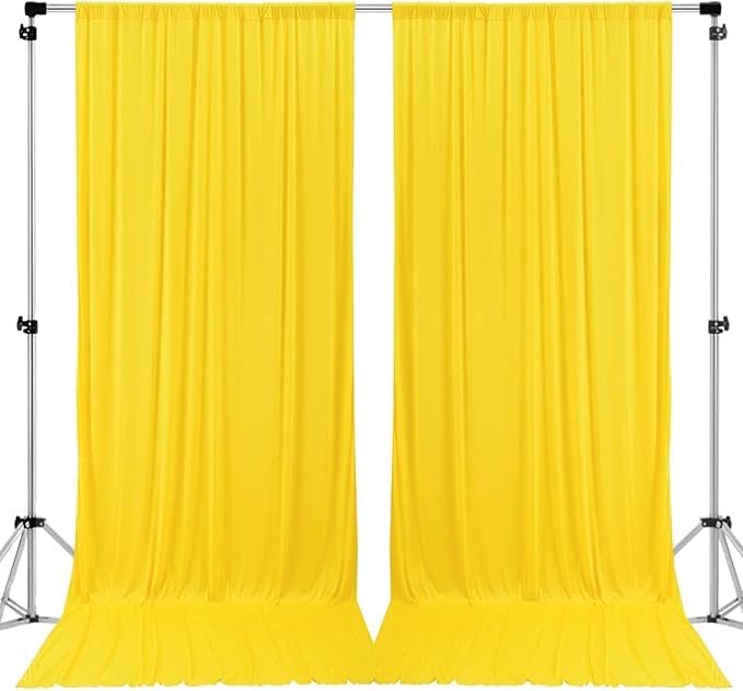 AK TRADING CO. 10 feet x 8 feet IFR Polyester Backdrop Drapes Curtains Panels with Rod Pockets - Wedding Ceremony Party Home Window Decorations - Lemon Yellow