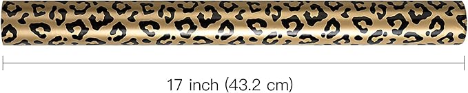 WRAPAHOLIC Reversible Leopard Wrapping Paper - Mini Roll - 17 Inch X 33 Feet - Leopard Print with Metallic Foil Shine and Stripe Design for Birthday, Holiday, Baby Shower