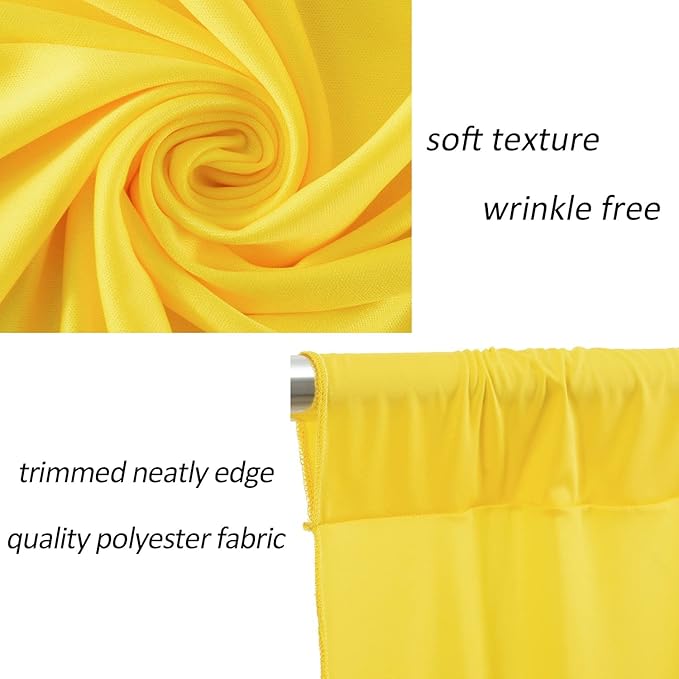 AK TRADING CO. 10 feet x 10 feet Polyester Backdrop Drapes Curtains Panels with Rod Pockets - Wedding Ceremony Party Home Window Decorations - Lemon Yellow