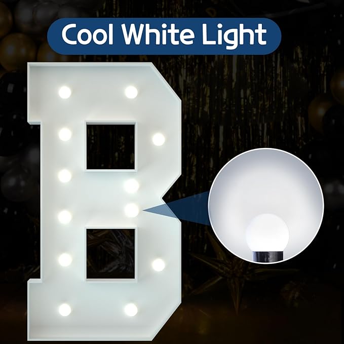 Marquee Letters 4 Feet Tall Large Light Up Letters Baby Shower Decorations Wedding Engagement Happy birthday White Party Decorations Big Cardboard Backdrop B