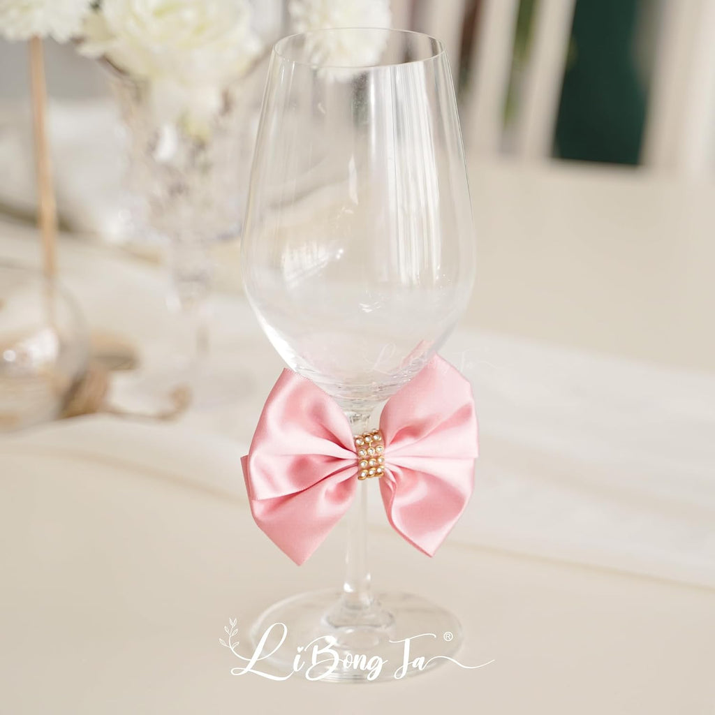 Pink Satin Bows 12 PCS Premade Self Adhesive 3.5" Gift Bows with Rhinestone for Wedding Party Event Decor Gift Wrapping Craft Baby Shower Wedding Treat Bags Presents Making Greeting