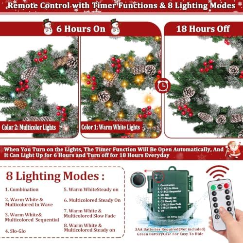 remote control&super long&8 modes-18ft prelit snowy bristle pine, close-up detail