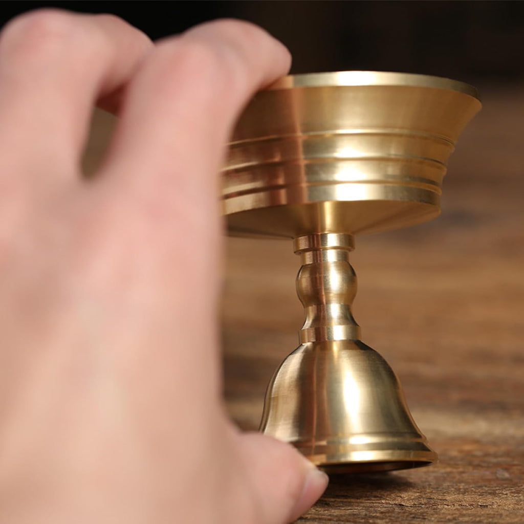 Brass Candlestick for Buddhist Temples Butter Lamp Holder Golden Tealight Stand for Altars Decors Candleholder Thickened Candlestick Decors