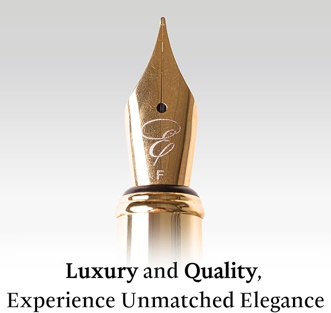 Ellington Pens Elegant Wood Fountain Pen Set – Includes Wooden Pen Box, Ink Converter, 6 Ink Cartridges, and Gift Box – Writing, Calligraphy