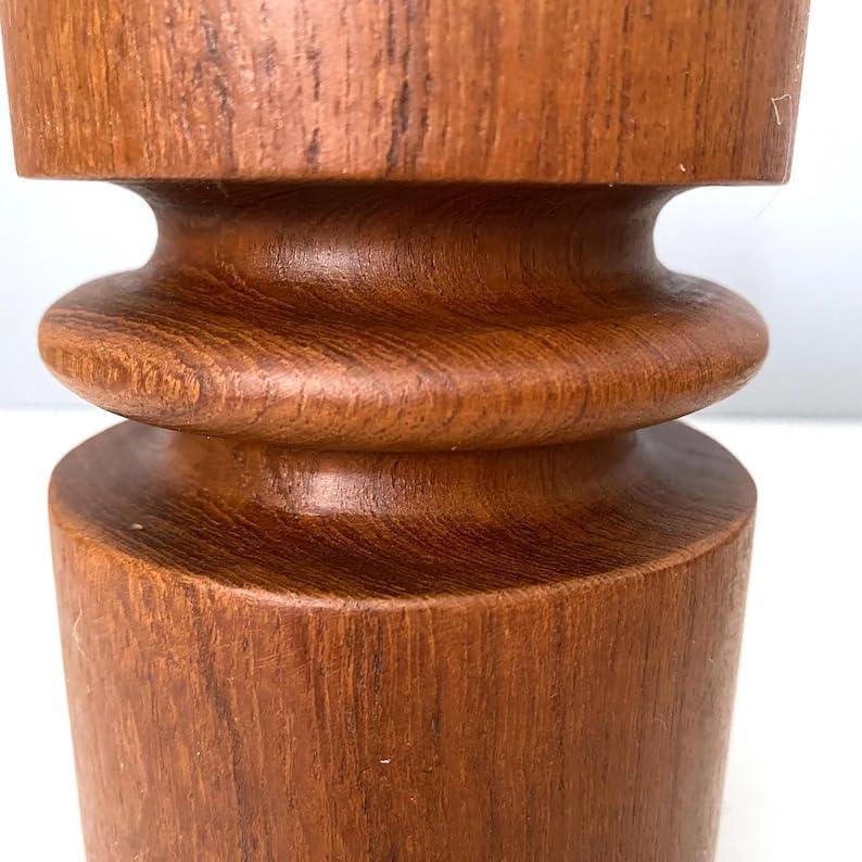 Mid-Century Modern Wooden Vase, Minimalist Sculptural Flower Holder, Natural Brown Wood Decorative Vase for Living Room Tabletop Bedroom Office, Handcrafted Round Vase