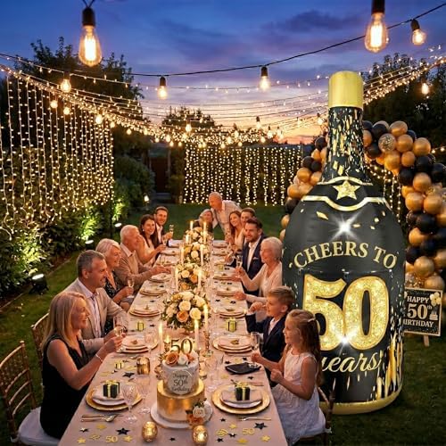 6ft 50th birthday inflatable outdoor champagne bottle decorations, package contents