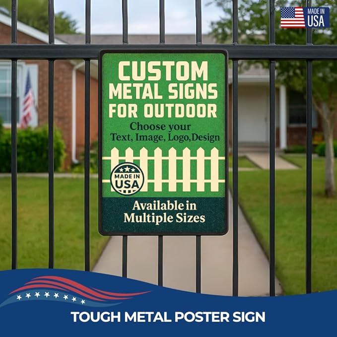 Custom Metal Signs By DC for Outdoor Use – Heavy Duty 1mm Thick Personalized Metal Sign | Vintage Outdoor Wall Art, Yard Decor, Street, Garage & Garden Signs | Multiple sizes | Made in USA