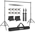 EMART Backdrop Stand 10x8.5ft(WxH) Photo Studio Adjustable Background Stand Support Kit with 2 Crossbars, 8 Backdrop Clamps, 2 Sandbags and Carrying Bag for Parties Events Decoration