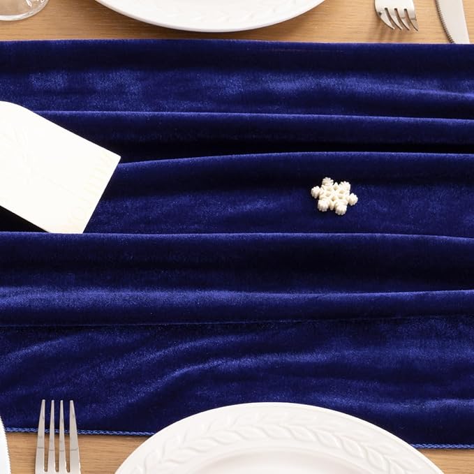 MLMC 2 Pack Royal Blue Velvet Table Runner 10ft Glossy Luxury Velvet Cotton Table Runner 20x120 Inches Wedding Runner for Bridal Shower Birthday Party Decor