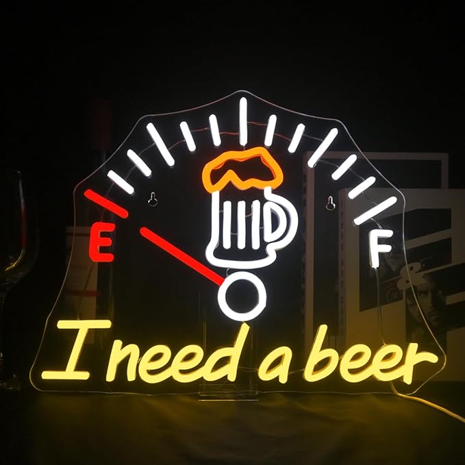 I Need a Beer Neon Sign,LED Neon Light Bar Wall Decor for Pub,Man Cave，Energy-Efficient,Shop Bar,Teen Room,Game Room Decor,Hip Hop Party Neon Signs Wall Decor,Party Bedroom Unique Gift for Beer Lovers