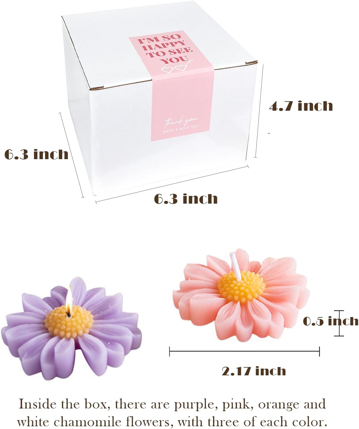 Colored Candles Chamomile Floating Candles Large 2" Scented Romantic Tealight Candles for Cylinder Vases,Centerpieces at Wedding,Party,Pool,Holidays,12 Pack