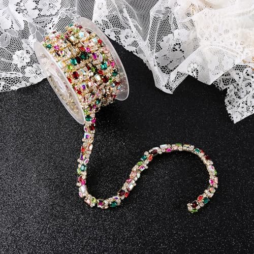 pearly jun 2 yards rhinestone trim chain crystal, close-up detail