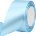 Sky Blue Solid Satin Ribbon 2 Inch 25 Yards Solid Polyester Fabric Ribbon for Gift Wrapping Wedding Christmas Baby Shower Birthday Party Decoration Handmade Immortal Flower Craft