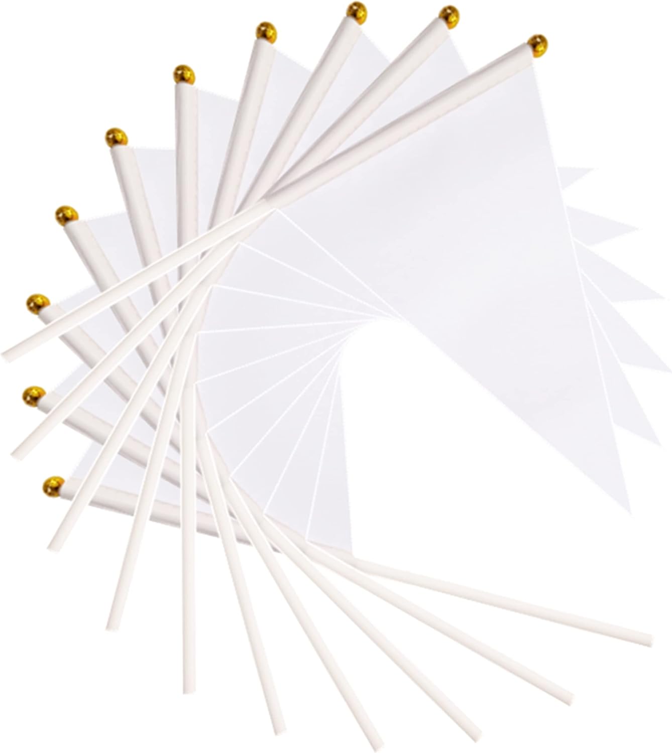25 Pack White Pennant Flags Small Mini Hand Held Solid Color Pennant Flags On Sticks,Party Events Celebration,School,Grand Opening,Kids Birthday,Sports Clubs,Flower Pot (White)