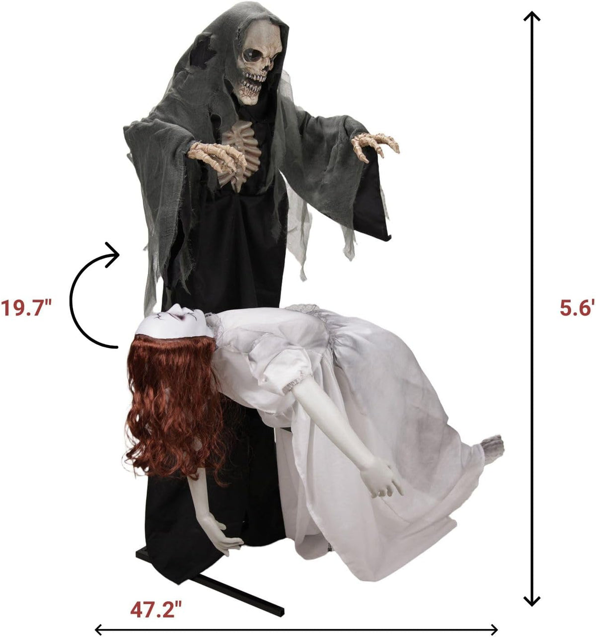 Haunted Hill Farm 5.6 ft. Floating Lady with Magic Reaper Animatronic