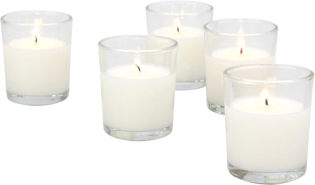 Stonebriar 12 Hour Long Burning Unscented Wax Filled Votive Holders, 48 Pack, White