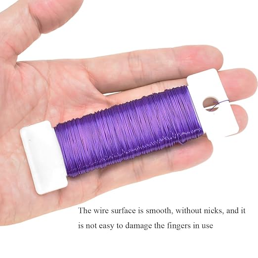 HAHIYO 26Gauge Purple Metal Floral Wire - 1 Roll, 38 Yards (115 Feet) - Flexible Paddle Wire for Craft, Christmas Wreath, Flower Arrangement, Bouquet Wrapping, Wedding, DIY