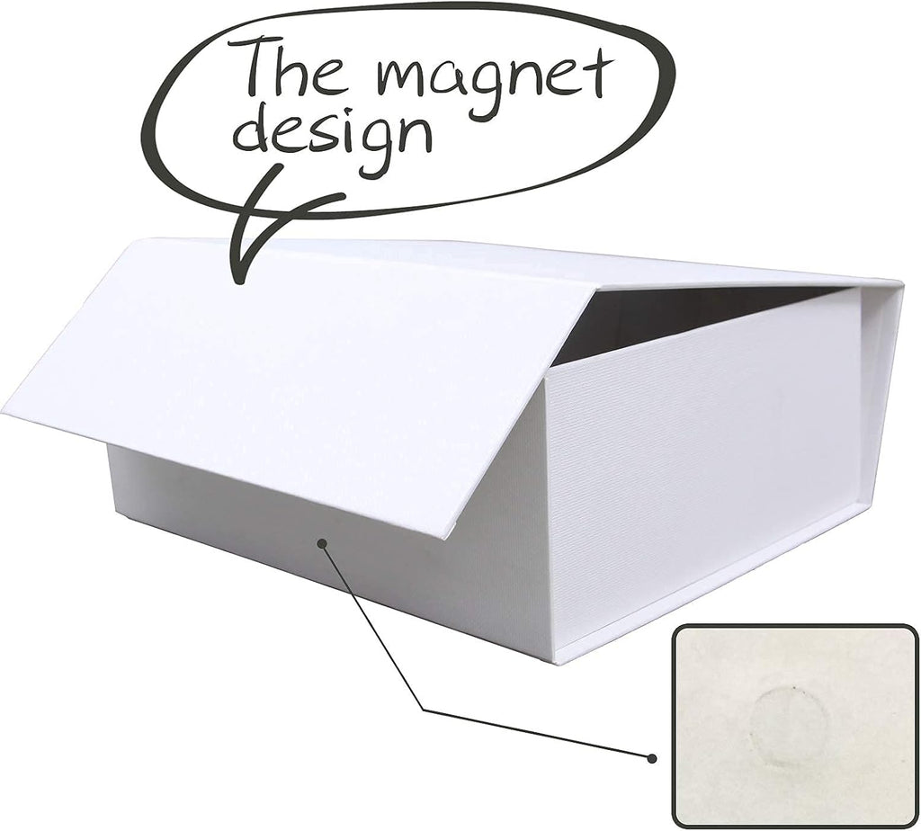 Rsgift White Gift Box with Lids,9.7x7.2x3.3 Inch Gift Boxes for Presents,Magnetic Closure boxes for Wedding,Birthday,Graduation Packaging