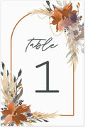 Indie Autumn Floral Table Numbers/Set Of 28 Wedding Table Number Cards / 4" x 6" Indie Botanical Design/Made In The USA