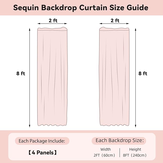 Sugargirl Silver Sequin Backdrop Curtain 4 Panels 2FTx8FT Glitter Silver Background Drapes Sparkle Photography Backdrop for Party Wedding Birthday Wall Decoration