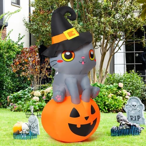 goosh 6 ft halloween inflatables cat outdoor decorations showing dimensions