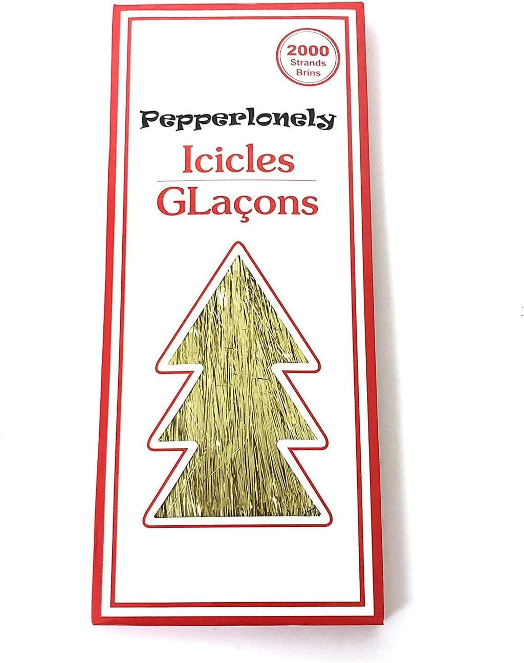 PEPPERLONELY 2000 Strands Icicles Tinsel Tree Christmas Decorations, Gold